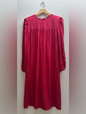 Vintage Silk Long Sleeve Midi Dress